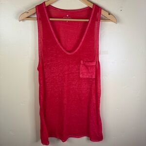 Athleta‎ SUPER SOFT Sheer Size Small VNeck Sleeveless Top Red Pink Lightweight